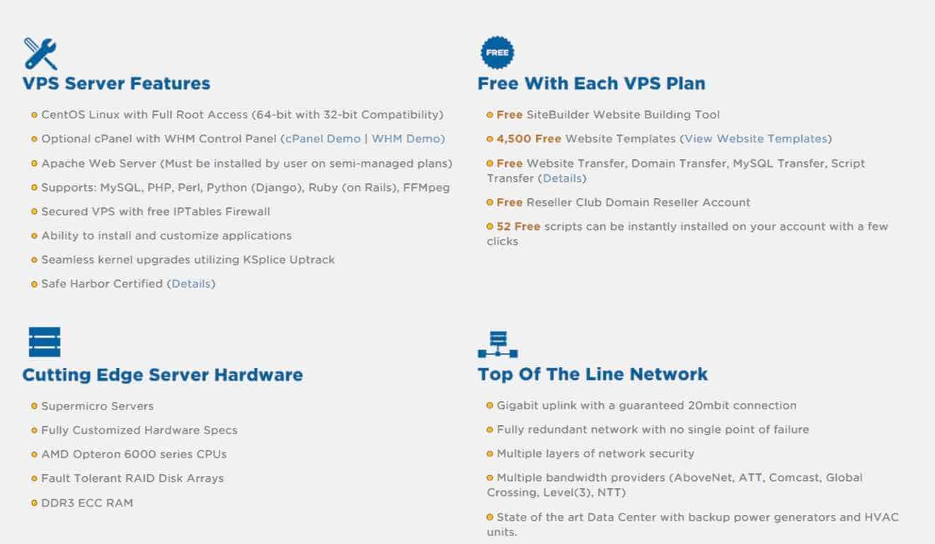 technical specifications of Hostgator VPS