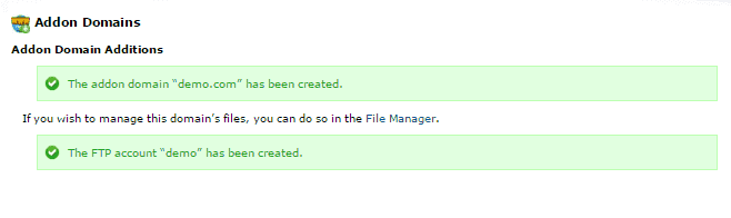 hostgator-new-addon-domain-created