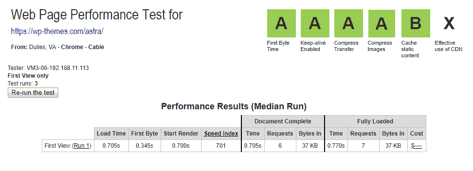 WPAstra Webpage Speed Test