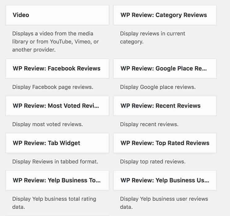 WP Review Pro adds 10 custom designed widgets to your website