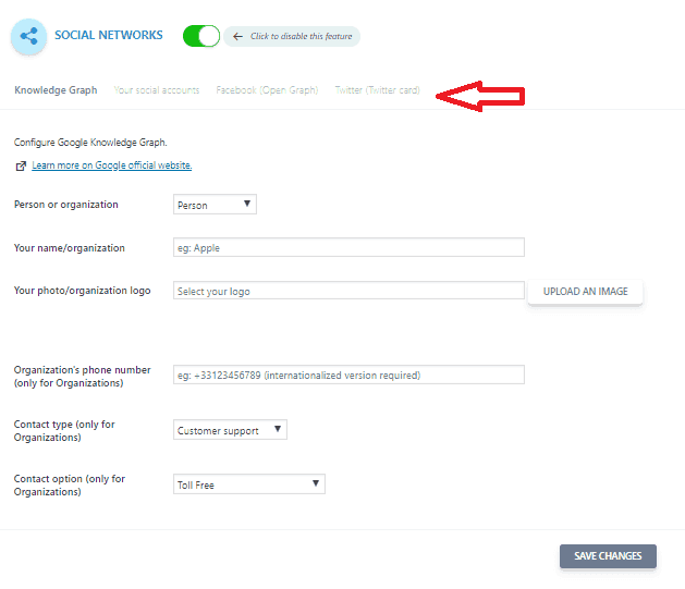 SEOPress Social Network Settings