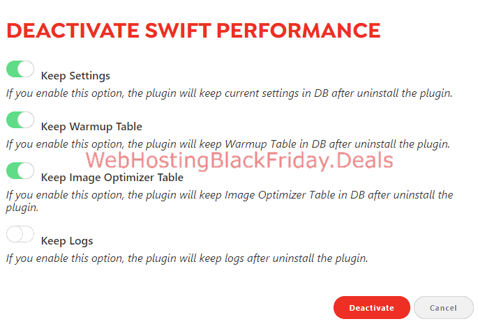 DEACTIVATE Swift Performance