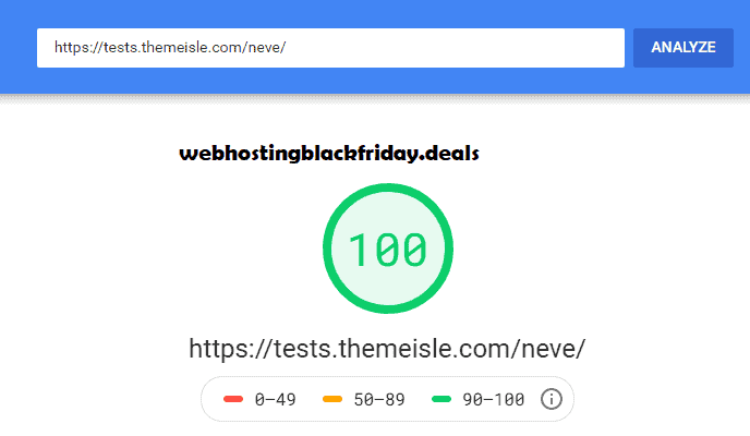 Neve theme speed test PageSpeed Insights